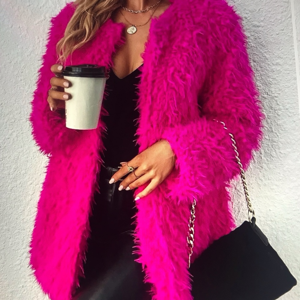 Fuzzy Barbiecore coat